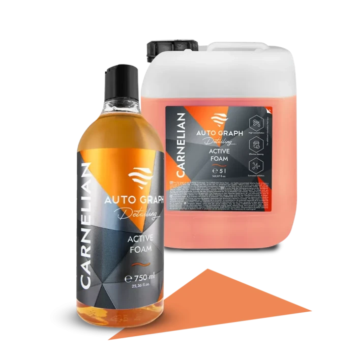 CARNELIAN Active Foam, butelka 750 ml i kanister 5 l obok siebie na białym tle