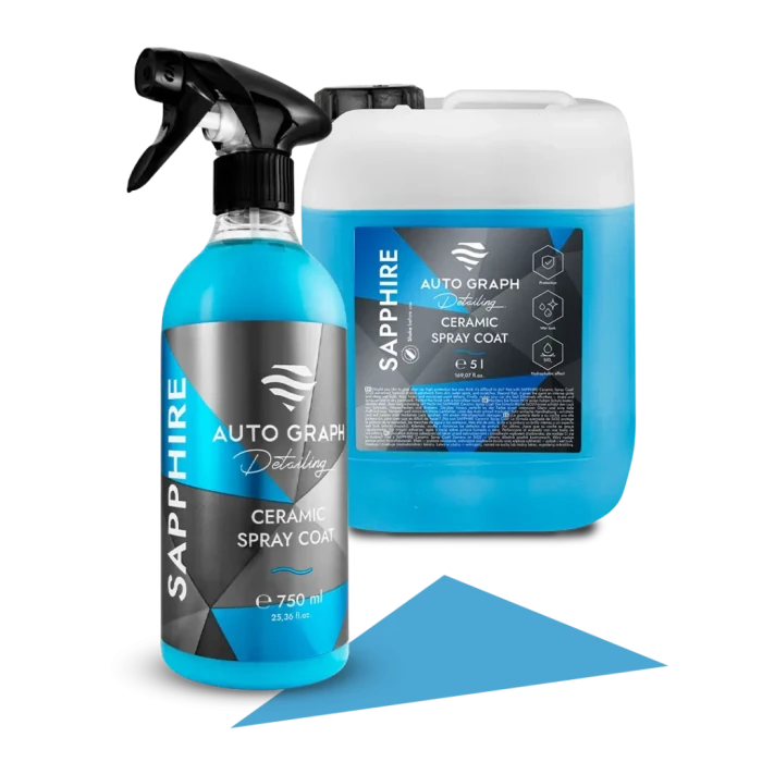 SAPPHIRE Ceramic Spray Coat, butelka z atomizerem 750 ml i kanister 5 l na białym tle