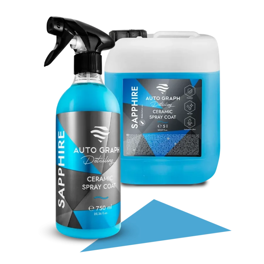 SAPPHIRE Ceramic Spray Coat, butelka z atomizerem 750 ml i kanister 5 l na białym tle
