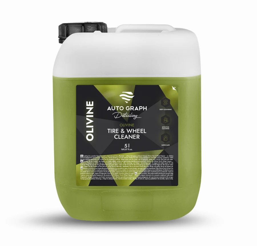 OLIVINE, preparat do mycia felg i opon, kanister 5 l na białym tle