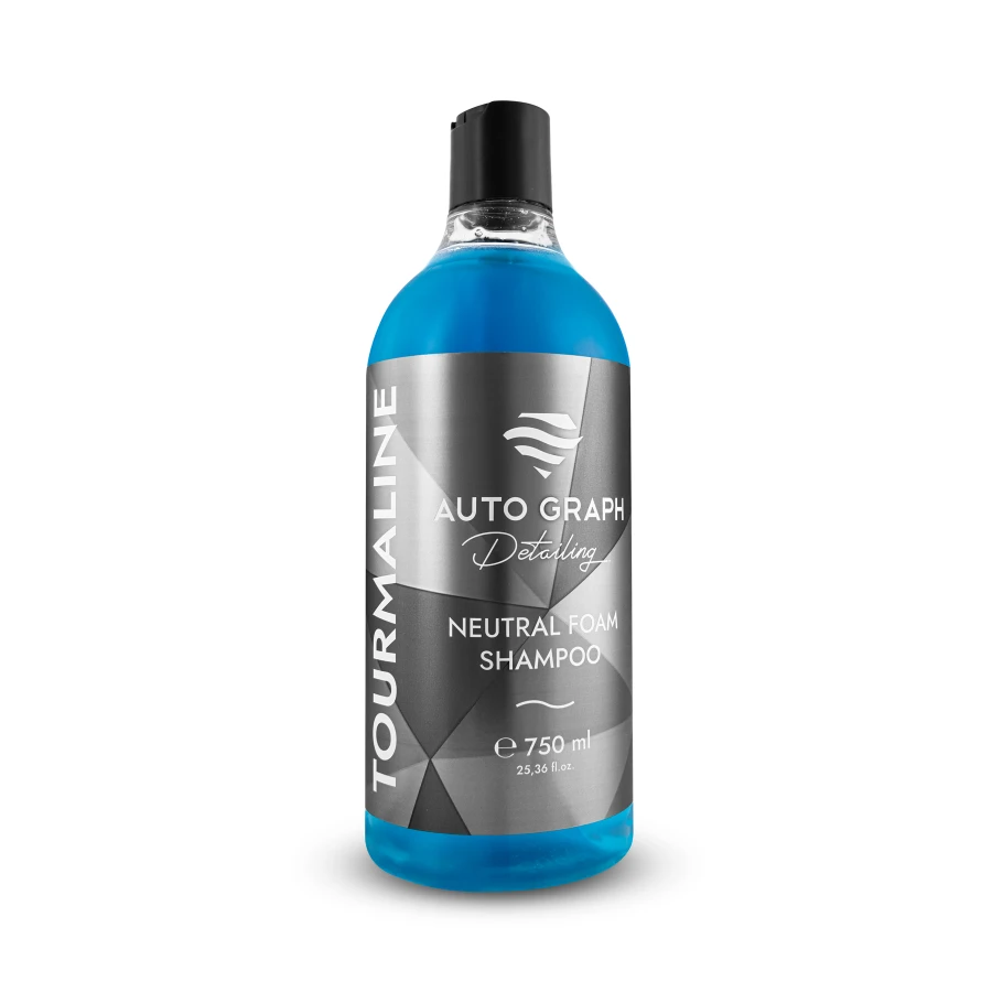 Pojedyncza butelka 750 ml niebieskiego płynu TOURMALINE BLUE Neutral Foam Shampoo na białym tle